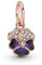 BEEUVIP Damen Deep Purple Stiefmütterchen Blume Dangle Charm Anhänger für Armband 925 Sterling Silber Geburtsstein Charms Beads passend für Armband
