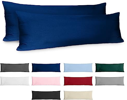 Kissenbezug 40x145 Baumwolle Renforcé (2er-Set) - Dunkelblau - Dicht gewebt mit 57 Fäden/cm² - Kissenbezug 40 x 145 cm - Oeko Tex Zertifiziert - Dreamzie