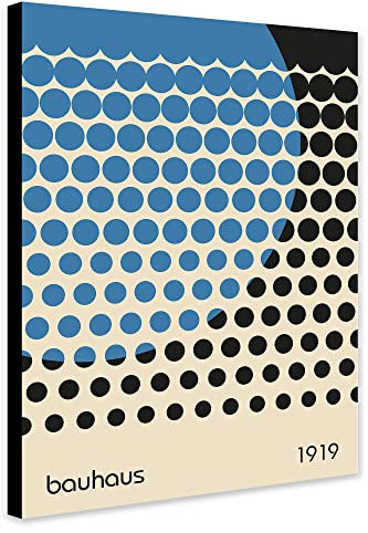 Blaues Wandbild Bauhaus Circles on Circle Eingewickelte, gerahmte Leinwand, A1 81 cm x 61 cm)