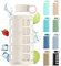 purifyou Bouteilles d'eau en verre borosilicate avec marqueurs de volume, manchon en silicone, couvercle en acier inoxydable, bouteille réutilisable pour eau, jus, salle de sport et réfrigérateur (650