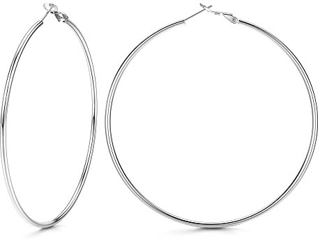 Chriscoco Silber 925 Creolen für Damen und Mädchen - Leichte, Hypoallergene Ohrringe in Silber, 40mm