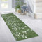 Siunwdiy Teppich Läufer Flur rutschfest Modern weißes Blatt Muster 80x300cm Grün Meterware Waschbar Teppichläufer Schlafzimmer Korridor Küchenlaufer Lang, Anpassbare Größe, 40-140cm Breit