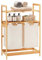 YOUDENOVA Panier à linge en bambou avec 2 étagères et 2 sacs à linge extensibles pour chambre à coucher, salle de bain ou buanderie, 93 x 64 x 33 cm, ivoire
