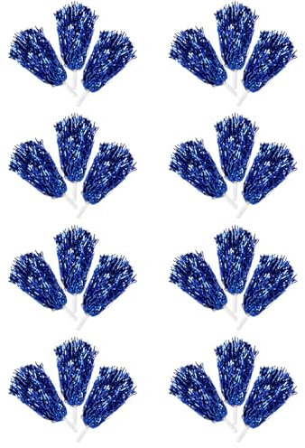 Kopinma 24 Stück Cheerleading-Pompons, Cheerleader Pompons, Strahlende Metallfolie Poms mit robustem Kunststoffgriff, vielseitiges -Accessoire, ideal für Verschiedene Anlässe
