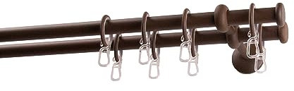 Garesa Gardinenstange Esperanca Ø 16mm, 2-läufig, Rost I Rustikale Vorhangstange inkl. Ringe + Faltenlegehaken I Mit Endknopf Kappe I Wandmontage I 150cm