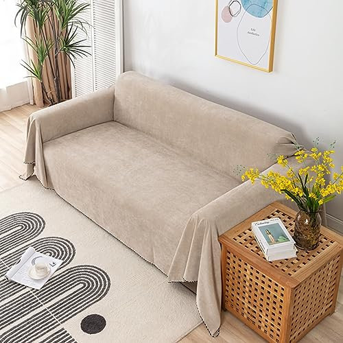 Mesnt Sofabezug Katzenschutz, Chenille Waschbar Sofa Protection Cover Schonbezug Couch Einfarbig Khaki, 180x150CM
