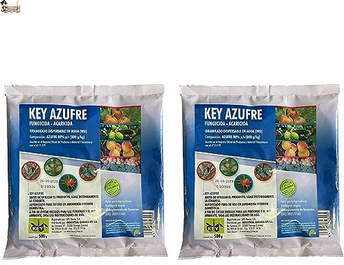 BricoLoco.com Azufre mojable en microgránulos ¡¡1 KG.(2x0,5)! Antioídio mildiu plantas. Abono, fertilizante, fungicida acaricida contra hongos en vid, olivo, cítricos, huerto, rosales, tomateras (2)