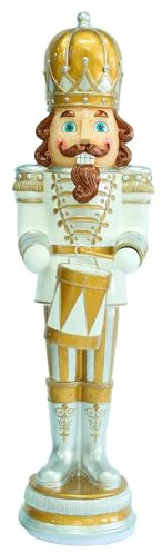 Friz Schiaccianoci di Natale Gigante 180cm CHARLES, Soldato Schiaccianoci di Natale in Resina con Luci LED Musica e Movimento per uso Interno ed Esterno