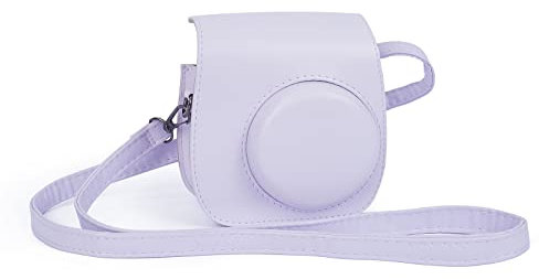 Riosin Instant Mini 12 Kameratasche für Fujifilm Instax Mini 12/11, Hochwertige PU Leder Kameratasche mit Tasche und Abnehmbarem und Verstellbarem Schultergurt (Lilac Purple)