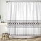 ASDCXZ Boho Duschvorhang 180x180 cm, Modern Boho Marineblau Gelb Braun Regel Geometrie Muster Weiß Bad Waschbar Duschvorhänge Polyester Textil Wasserdicht Badevorhang für Badewanne mit 12 Haken