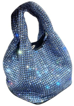 MOISTRI Strass Geldbörse funkelnde Beuteltasche Diamant Geldbörsen für Frauen Abend Abschlussball Strass Handtasche Hobo Tasche Hochzeit Blau