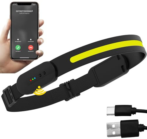 Joyan LED Stirnlampe Wiederaufladbar USB 350 Lumen, 230° COB Sensor, 3 Lichtmodi, IPX4 Wasserdicht, Bewegungssensor, Telefon- und Musikfunktion