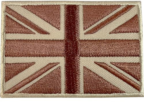 Brown UK Flag Patch Iron Sew On Clothes Jacket Union Jack Army Embroidered Badge