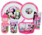 DISNEY MINNIE LOT VAISSELLE POUR ENANT AVEC 1 VERRE 220 ML, 1 ASSIETTE CREUSE Ø16 CM, 1 ASSIETTE Ø22 CM, 1 GOURDE 350 ML, 1 BOITE GOUTER ET 2 COUVERTS H.13.5 CM - VAISSELLE REUTILISABLE