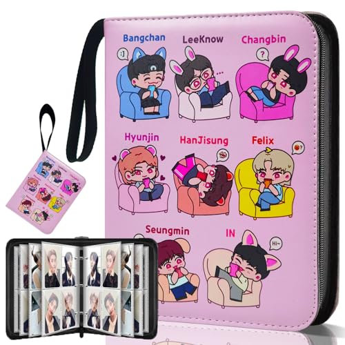 NOVETUTOTA Korean Pop SKZOO Stray Kids Trading PhotoCard Binder Cute Cartoon Alben Storage 400 - Photocard Holder Book with Sleeves, Christmas Gifts for Boys & Girls, idol Photo Protect - Lomo Card