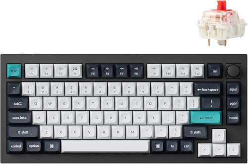 Keychron Q1 Max QMK/VIA Tastiera meccanica senza fili, interamente in metallo, tasti programmabili, tastiera a 2,4 GHz/Bluetooth/Cavo con Hot-Swappable, Carbon Black, Gateron Jupiter Red