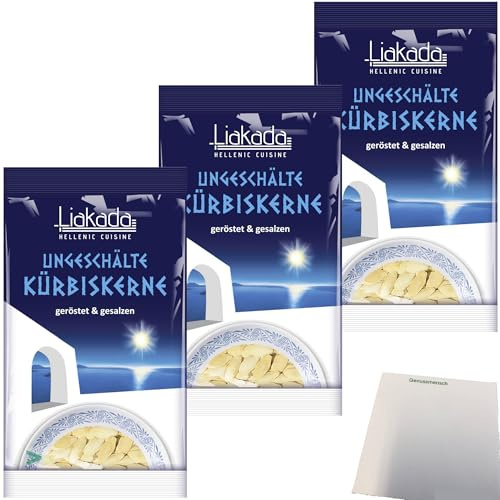 usy Bundle für Liakada Kürbiskerne Geröstet & Gesalzen Ungeschält 3er Pack (3x100g Beutel) + usy Block