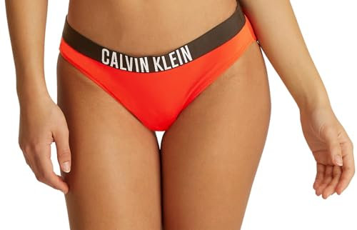Calvin Klein Slip Bikini con Fascia Donna con Logo, Rosso (Flaming Chili), XS