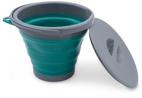 Camping Eimer faltbar Ø 25 cm mit Deckel - 5 L - Silikon Wasserkübel mit Tragegriff - Allzweck Outdoor Wassereimer für Ausflug Festival Picknick Falt Wasser Kübel