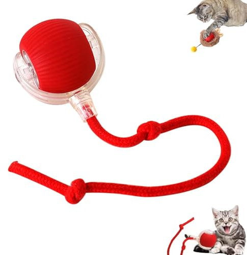 Giocattolo Interattivo per Gatti, Palla Elettrica Rotante a 360° - USB Ricaricabile, 3 Modalità di Funzionamento - Adatta per Gatti e Cani, Colore Rosso