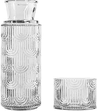 Nachttisch-Wasserkaraffe-Set, Klarer, Moderner Nacht-Wasserkrug mit Glasbecher, Nachttisch-Glas-Wasserkaraffe und Becher-Set, Wasserkaraffe mit Becher für Schlafzimmer,