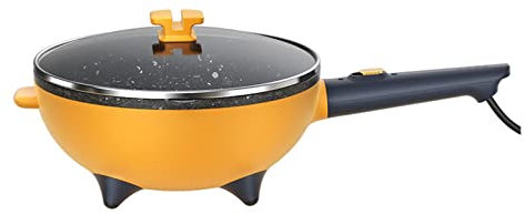 JNHGSHUAISDF Frying pan Stockpots Multifunction Electric Skillet Large Capacity Non-Stick Frying Pan Wok Food Steamer Soup Stew Cooking Pot(White)(Yellow)
