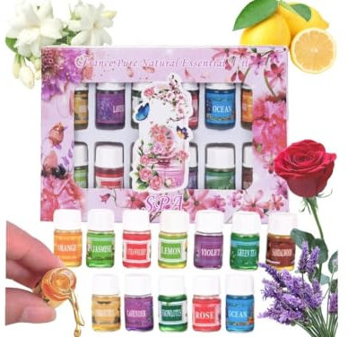 Przydasie Ätherische Öle für Aromatherapie, Luftbefeuchter, Diffuser – 12 verschiedene Düfte wie Lavendel, Rose, Jasmin, Zitrone, Sandelholz – 3 ml pro Flasche