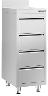 GGM Gastro | SS4SI46A | Schubladenschrank PREMIUM - mit 4 Schubladen & Aufkantung - 400x600mm