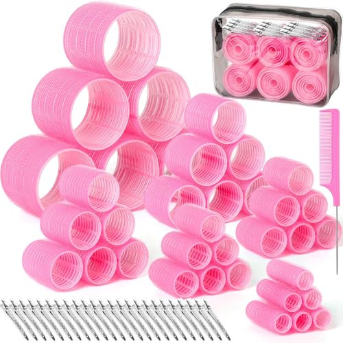 Tetutor 62 rodillos de pelo para mujer, rulos de pelo para cabello largo, mediano y corto, rodillos de pelo grandes, medianos y pequeños, con 36 rodillos, 24 clips de acero inoxidable, 1 bolsa de