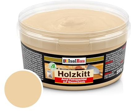 Isolbau - Holz-Spachtelmasse 250 g - Holzspachtel Holzkitt Außen und Innen - Holz-Reparaturspachtel - Holzreparaturmasse - Holz-Fertigspachtel - Schnelltrocknend - Kiefer Dunkel (Nr. 10)