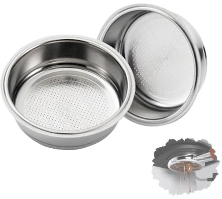 Pack of 2 51 mm Stainless Steel Coffee Filter, Coffee Strainer Espresso Strainer Filter Basket for Espresso Machines Compatible with Delonghi Breville Espresso Machine, Reusable Coffee Filter