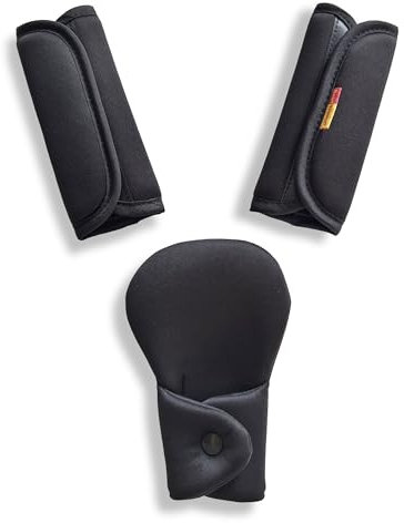 SeedFuture Ensemble de housses de ceinture de sécurité pour bébé avec coussinet d'entrejambe pour siège de voiture, poussette, noir