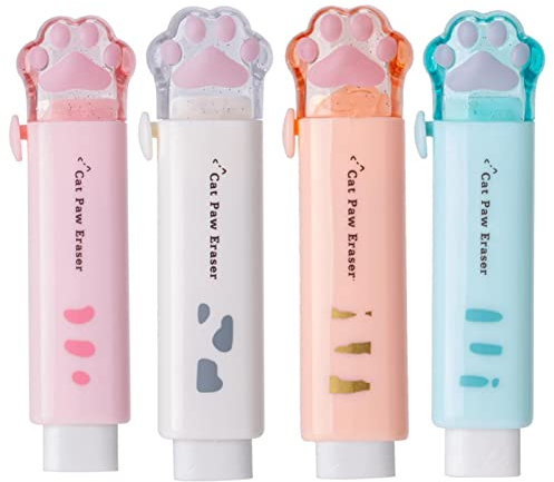 Cat Paw Eraser - einziehbarer Bleistiftgummi | Bleistiftgummi Eraser | Schieber niedlicher Katzenpfoten Gummi | Katzenklaueneraser | Netter Gummi für Kinder für Schulhaus, Zeichnen, Kunst, Entwurf, Sk