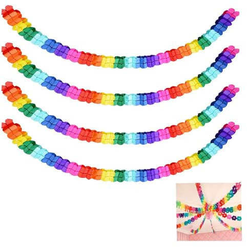 Bunt Girlande Papier, 4 Stück Dekoration Papiergirlanden für Geburtstagsfeiern, Festivals und Hochzeiten