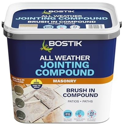 Bostik All Weather Jointing Compound – Natural – Patio Grout – Ready-to-use paving jointing solution for Patios, Driveways, Pathways, and other Landscaping projects – Weed & Erosion Resistant – 15kg