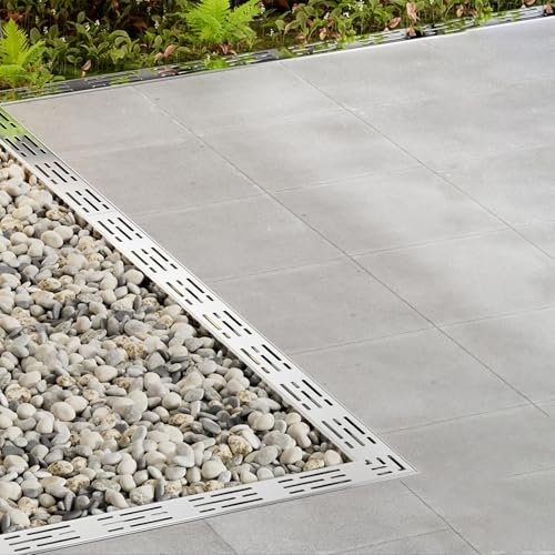 Ablaufgitter Abflussgitter Rechteckig Linear Duschabfluss-Bausatz, 25 100 Cm Abläufe Für Einfahrten Und Gitterroste Für Innen Und Außen Dekor, Boden/Garten/Deck Rinne Entwässerungsgrabensystem(Style 1