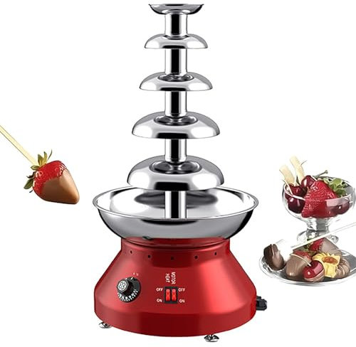 CHANGLKJ Chocolate Fountain Fondue Set, 5 Tier Chocolate Fondue Fountain Machine 230W, Temperature Adjusment 30-110°C, Efficiently Heat Dissipation and Durable, for Restaurant, Wedding, Buffet