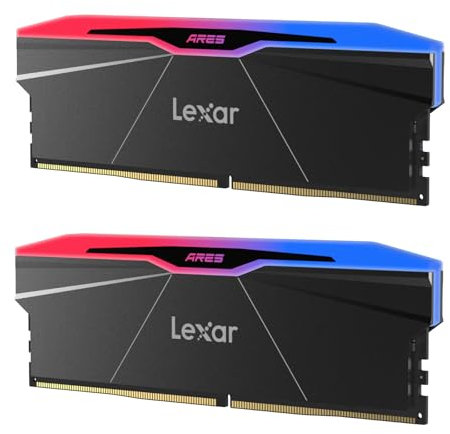 Lexar ARES Gen2 RGB DDR5 RAM Kit 32Go (2x16Go) 6000MHz CL30, 288-Pin UDIMM PC Mémoire RAM, Mémoire de Bureau, Mémoire Interne d'ordinateur Jeu PC pour Intel XMP 3.0/AMD EXPO/CL30-38-38-76/1,4V