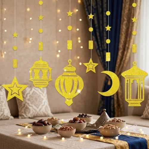 Gold Eid Dekorationen Ramadan Dekorationen für Zuhause Ramadan Banner | Gold Eid Dekorationen Ramadan Dekorationen für Zuhause Ramadan Banner für Zuhause Umrah Mubarak Deko