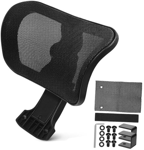 COLLBATH Adjustable Mesh Office Chair Headrest Attachment Breathable Head Pillow with Tilt Angle for Neck Relief Compatible with Gaming and Desk Chairs