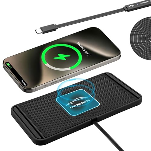 VOBOR Caricatore Wireless Auto, 10W Tappetino Ricarica Wireless Auto, Caricabatterie Senza Fili Antiscivolo per Telefoni cellulari, Cuffie, ecc. (TypeC 1m)