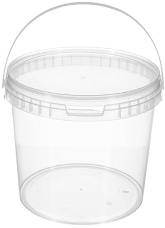 B2C Clear Plastic Storage Containers with Lids – Stackable, Durable & Reusable Tubs with Handles – Multi-Purpose Food, Pantry, Pet Feed & Household Organizer (1, Transparent, 1L)