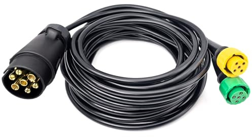 YOYOCOOL 7 Polig Anhänger Kabelbaum 5m mit 5 poliges Bajonett, 12V 24V 7 Pol Anhänger Stecker Kabel für Beleuchtung Anhänger 7 Poliger