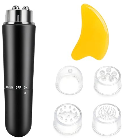 4 in 1 Elektrische Gesichtsmassagegerät–Mini Akupressur Massagegerät | für Gesichtsmassage, Kleines Massagegerät, mit Elektrischer Gesichtsmassage, inklusive Gua Sha Schaber, für Zuhause, Alltag