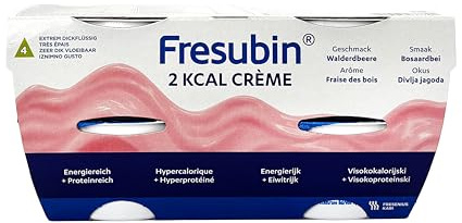Fresubin 2 KCAL Creme Walderbeere - Hochkalorische Creme zum Löffeln von Fresenius Kabi mit Walderbeeren Geschmack, 250 kcal pro Becher (125 g (4er Pack), glutenfrei, laktosearm