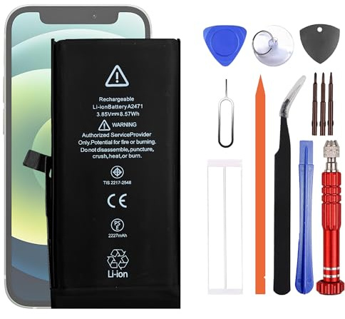 VUXYIT A2471 kompatibel mit iPhone 12 Mini Model Ersatzakku A2399 A2400 A2398 A2176 mit Reparatur-Werkzeugsatz
