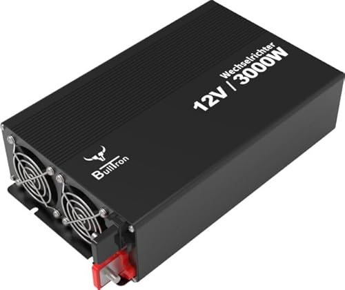 BullTron Wechselrichter 12 V 3000 W, 12V Eingangsspannung, 3000W Spitzenleistung, 19,7x35,2x8,2 cm