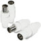 Com-Four® Juego de 4 Piezas - Enchufe Sat y Acoplamiento - Acoplamiento de Enchufe Coaxial de Antena de TV en Blanco (Conjunto HQ)