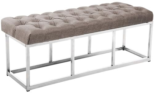CLP Sitzbank Amun I Mit Stoff-Bezug I Mit Edelstahl-Gestell, Farbe:Taupe, Größe:120 cm