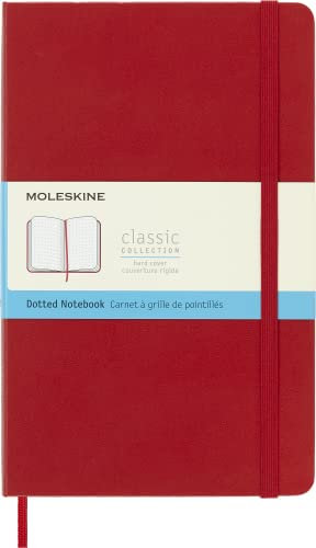 Moleskine Classic Notebook, Taccuino con Pagine Puntinate, Copertina Rigida e Chiusura Elastica, Formato Large 13 x 21 cm, Colore Rosso Scarlatto, 240 Pagine